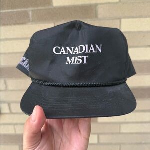 Vintage Canadian Mist black braided rope SnapBack hat adjustable